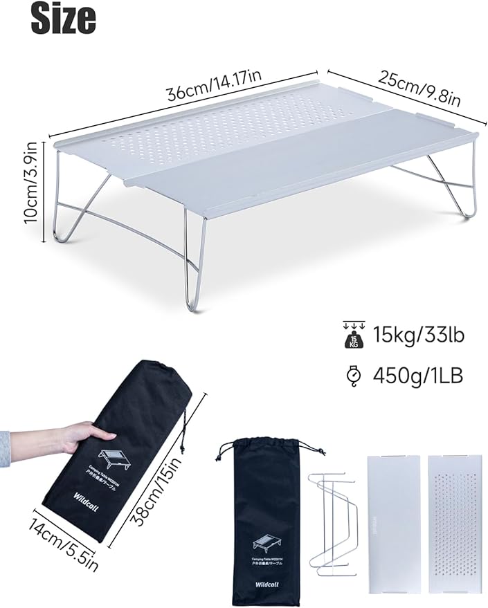 WildCall Mini Solo Folding Table Ultralight Compact with Carry Bag for Backpacking Camping Hiking Beach
