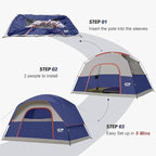 Tents for Camping 6 Person Tent Waterproof Windproof Double Layer Family Camping Tent, Easy Setup Dome Tent with Large Mesh Windows & Wider Door for Outdoor Camping & Hiking