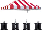 Eurmax USA Pop Up Canopy Top Gazebo Tent Cover Replacement Top Only,Bonus 4PC Pack Weight Bag(10x15, Stripe Red)