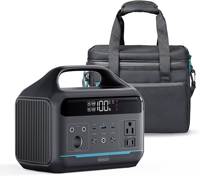 Portable Power Station 192Wh(60,000mAh) with Bag, 300W (600W surge) Power Bank LiFePO4 Battery Backup, Compact Solar Generator 8-Port Design w/2 AC Outlets for Home,RV, Hurricane, Camping,Emergency