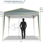 COBIZI 10x10 Pop up Canopy Tent Gazebos, Ez up Canopy 10x10 for Parties Beach Camping Party Event Shelter Sun Shade with 4 Sidewalls & Carry Bag 4 Stakes & Ropes & Sandbags, Grey