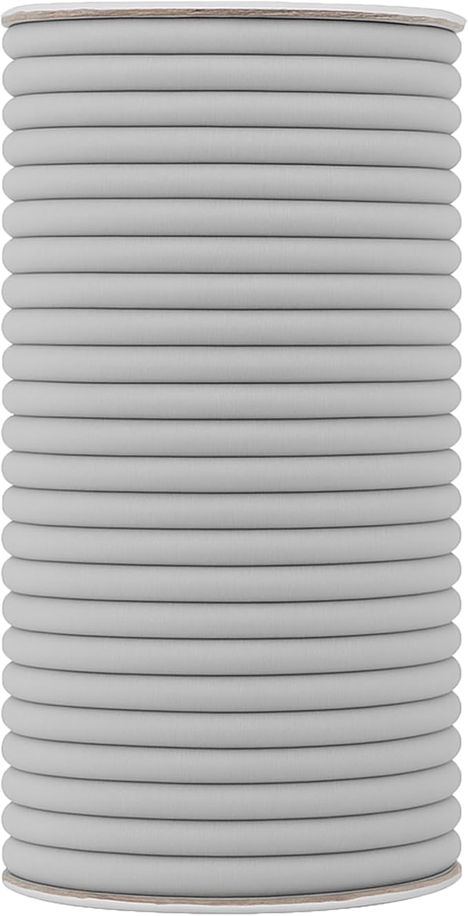 Mandala Crafts 1/8 Inch 3mm Gray Elastic Bungee Cords - 55 Yards Heavy-Duty Stretchy Shock Cord Rope for Kayak String, Tent Pole Cording Replacement, Outdoor, and DIY Projects