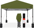 Best Choice Products 10x10ft Pop Up Canopy Tent, Outdoor Shade, 1 Person 1 Minute Set Up, Carry Case, 4 Weight Bags - Olive Green