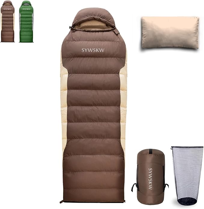 Ultralight Down Sleeping Bag with Pillow, 15F 32F 45F Sleeping Bag for Women,Men,Youth Backpacking,Hiking and Camping Outdoor with YKK Two-Way Zipper 680 FP Down