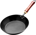 WANGYUANJI 10Inch Carbon Steel Skillet,Hand-Hammered Frying Pan with Removable Handle No Chemical Coating,Flat Bottom Pow Wok Pan for Electric,Induction,and Gas Stoves (Seasoning Required)