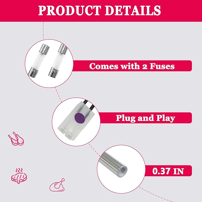 2 Pack Hot Rod Ignitor Compatible with Pit Boss & Camp Chef Wood Pellet Grill, Heating Element Kit Comes with 2pc Fuses