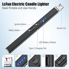 LcFun 2 Pack Candle Lighter Electric USB Rechargeable Plasma Arc Lighter with Safety Lock, Windproof Flameless Long Lighters for Candle, Grill, BBQ, Camping, Gas Stoves (Black, Rose Gold)