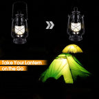 Vintage LED Hurricane Lantern, Warm White Battery Operated, Antique Metal Hanging With Dimmer Switch, 15 LEDs, 150 Lumen for Indoor or Outdoor Usage (Black)