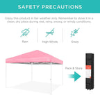 Best Choice Products 10x10ft Pop Up Canopy Tent, Outdoor Shade, 1 Person 1 Minute Set Up, Carry Case, 4 Weight Bags - Pink/White