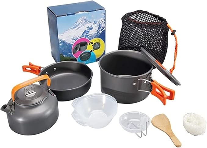 Camping cookware Outdoor cookware Set Camping Tableware Cooking Set Travel Tableware Cutlery Utensils Hiking Picnic Set (Color : Tableware Pot)