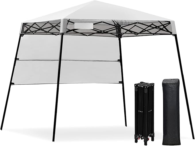 Fireflowery 7’ x 7’ Pop Up Canopy Tent, Portable Shelter Canopy w/Backpack, Outdoor Instant Canopy Tent, Lightweight & Compact for Hiking, Fishing, Camping, Picnic (7'x7' Base, 6'x6' top)
