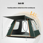 Camping Tent Ventilated Portable, Waterproof and Removable Canopy Tent with Porch, Easy Set Up Family Dome Tent for Camping, Backpacking and Hiking, Outdoors 4 Season