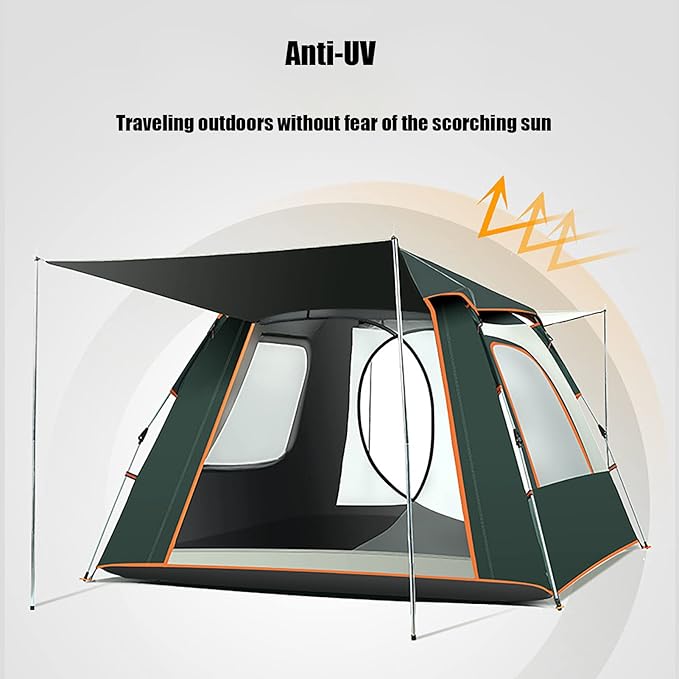 Camping Tent Ventilated Portable, Waterproof and Removable Canopy Tent with Porch, Easy Set Up Family Dome Tent for Camping, Backpacking and Hiking, Outdoors 4 Season