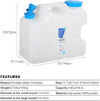 REDCAMP 5 Gallon/18.5L Portable Water Container with Spigot - Camping & Emergency Water Storage for Car, Hiking, Hurricane Supplies, 4 Pack