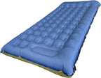 Sleeping Pad for Camping - Thick Camping Mattress with Pillow, Built-in Foot Pump, Compact Portable Camping Mat for Backpacking, Hiking, Car Traveling, Beach, Tent