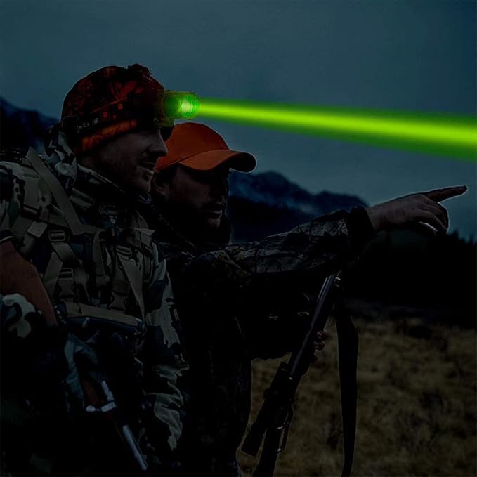 GRACETOP Greenlight LED Headlamp, 1800 Lumens Zoomable Hunting LED Head lamp Flashlight, Hands-Free Headlight Torch Lamp for Hunting Hiking Camping Fishing Reading Running
