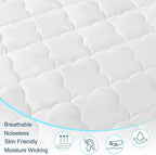 Queen Air Bed Mattress Pad with 15-24 Inch Deep Pockets - Waterproof Protector for Warm Sleep & Cold Air Insulation,Perfect for Camping, Guest Bed, Pets & Overnight Visitors-White