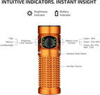 OLIGHT Baton4 Premium Edition EDC Flashlights 1300 Lumens with Type-C Charging Box, Powered by Rechargeable Battery, Small Bright Light IPX8 Waterproof for Emergencies, Outdoors (Orange)