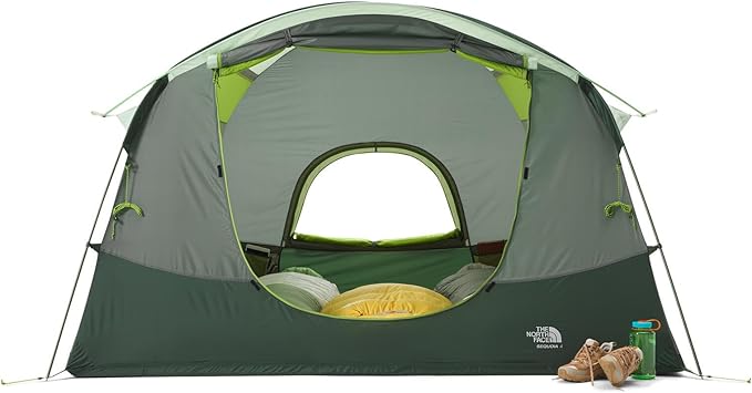 THE NORTH FACE Sequoia 4 Tent - Four-Person Waterproof Camping Tent, Spacious & Easy to Set Up, 2 Zipper Doors, Agave Green/Granny Smith, One Size