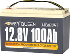 Power Queen 12V 100Ah LiFePO4 Battery, Group 31 Lithium Battery with 1280Wh Energy and BMS Protection, Up to 15000 Deep Cycles for RV Trailer, Solar Off-Grid, Marine