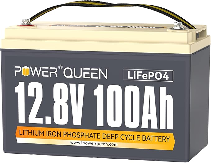 Power Queen 12V 100Ah LiFePO4 Battery, Group 31 Lithium Battery with 1280Wh Energy and BMS Protection, Up to 15000 Deep Cycles for RV Trailer, Solar Off-Grid, Marine