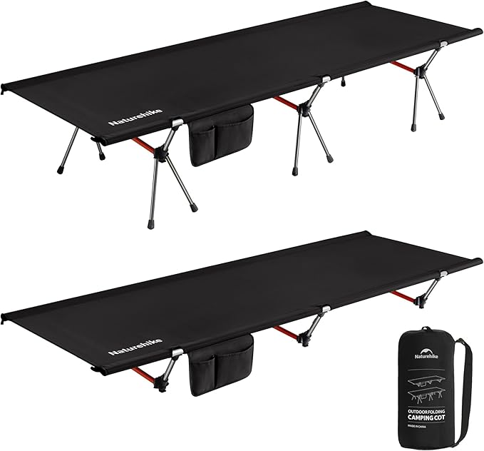 Naturehike ArmyWild Folding Camping Cot, Height Adjustable Ultralight Backpacking Cot, Portable Camping Bed for Camping Hiking Travel Home