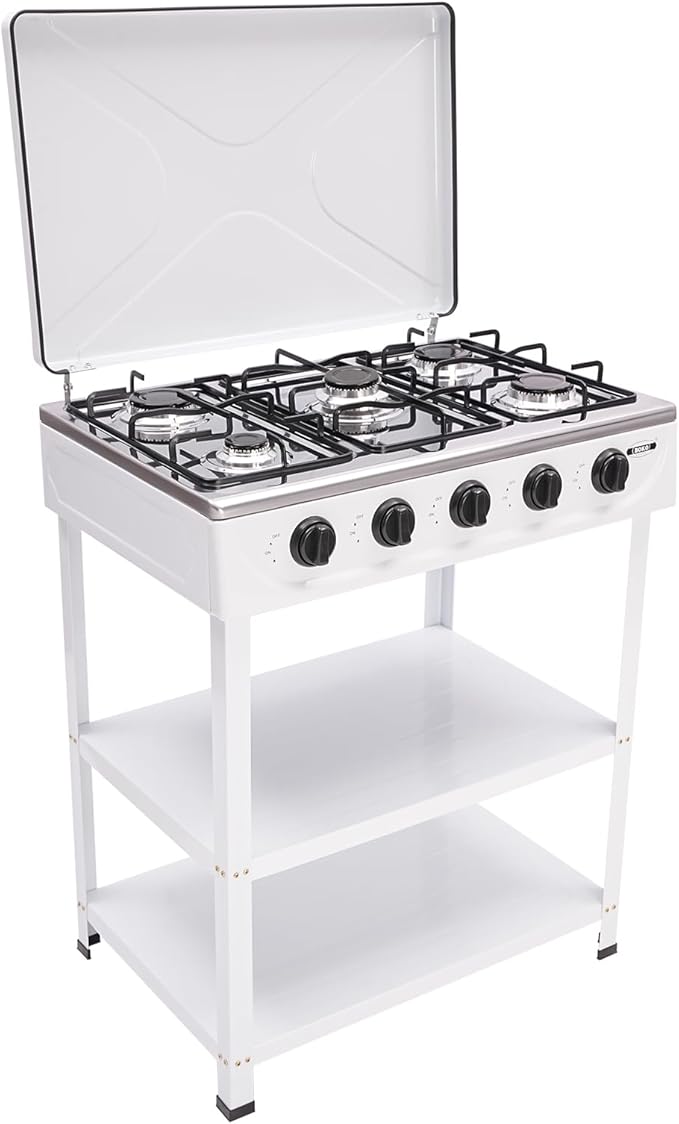 Gas Stove Outdoor Camping Stove, Portable 5-Burner Propane Stove Stand, Freestanding Rectangular Gas Cooktop, Cooking Stove for Rv Apartment Outdoor