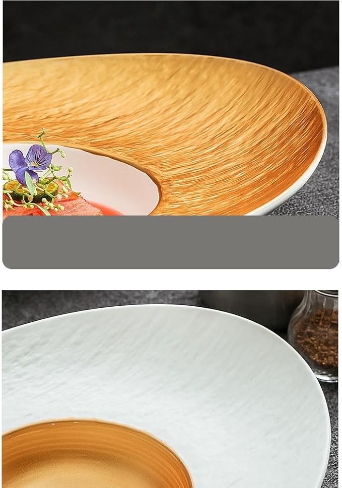 Camping Plates Dinner Plate Nordic Western Restaurant Special-Shaped Dessert Hotel Ceramic Tableware Decorative Plate(B)