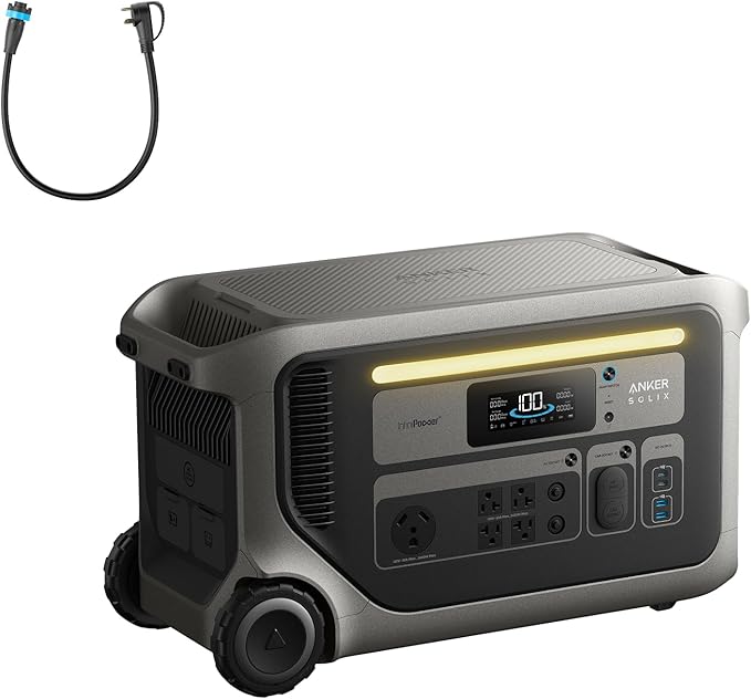 Anker SOLIX F3000 Portable Power Station and Expansion Battery with TT-30 Charging Cable，3,072Wh, 6,000W Recharging, Solar Generators for Home Use, For Power Outages, Camping, RVs, Emergencies
