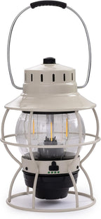 Barebones Railroad Lantern – Vintage White, Vintage-Inspired LED Camping Lantern with Rechargeable Battery – Adjustable Brightness Outdoor Light for Camping Gear, Backyard, and Home Decor