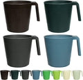 Ribbed Drinking Glasses Coffee Mugs Set of 8, Plastic Coffee Cups 16.9 OZ Unbreakable Tumblers with Handle, Reusable Drinking Cups for Camping/Dorm/RV