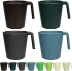 Ribbed Drinking Glasses Coffee Mugs Set of 8, Plastic Coffee Cups 16.9 OZ Unbreakable Tumblers with Handle, Reusable Drinking Cups for Camping/Dorm/RV
