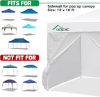 10x10 Canopy Sidewalls 4-Pack with Zipper Door, 210D Heavy Duty Sunwall for Instant Pop Up Tent, Waterproof Canopy Walls for Outdoor Camping (White, Sidewalls Only)