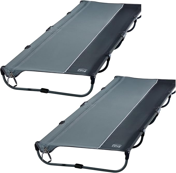 TIMBER RIDGE 20-Second Quick Set-Up Camping Cot, Lightweight Aluminum Folding Cot with Zipper Closure, Portable Carry Bag Included for Camping, Travel and Outdoors, Support up to 225lbs, Grey 2pcs