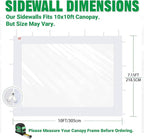 Clear Canopy Sidewalls for 10x10 Pop Up Tent, Transparent Window Curtain Cloth, 8 Mil PVC Enclosure Fabric with Zipper, Black (3Pack Sidewalls Only, Not Included Frame&Top)