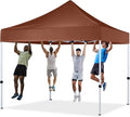 HLong 10x10 Heavy Duty Pop-Up Canopy Tent Commercial Grade, Brown