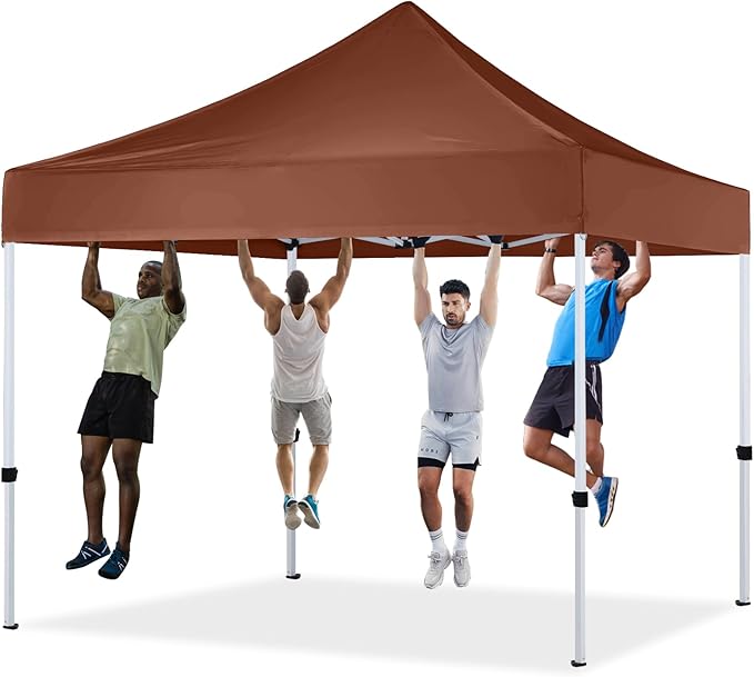 HLong 10x10 Heavy Duty Pop-Up Canopy Tent Commercial Grade, Brown