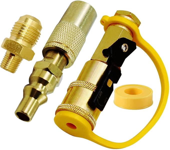 MENSI 1/4" Propane Adapter Quick Disconnect Fitting Compatible for Stansport, Camp Chef Mountaineer,Eureka Gonzo, Jetbroil Camping Stove Grill (Adapter with Quick Connect Valve 1/4")
