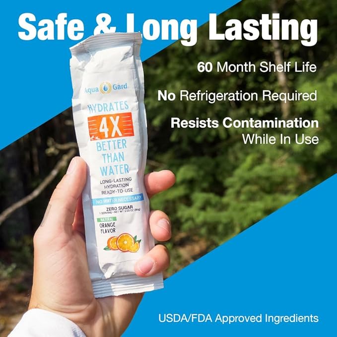 Aqua-Gard Emergency Hydration Gel - Survival Pouches for Disaster Relief | 200% More Effective Hydration | Emergency Pouches for Water Emergency Kit Supply for Extreme Conditions (3 Pack)