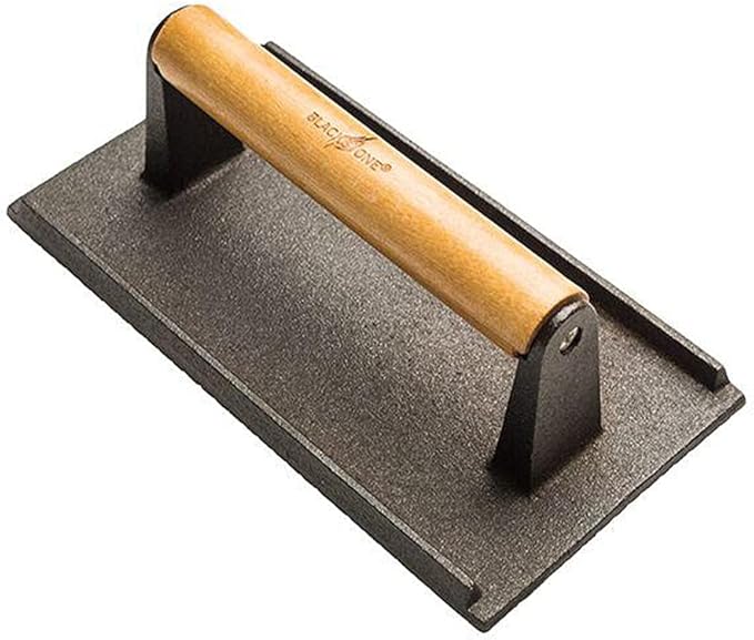 Blackstone 1543 Outdoor Griddle Breakfast Preparation Kit with Pancake Batter Dispenser, Cast Iron Bacon Press, and 2 Non Stick Steel Egg Rings