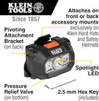 Klein Tools 60156 Intrinsically Safe LED IP67 Headlamp for Hazardous Areas, Mounts to Klein Hard Hats and Safety Helmets