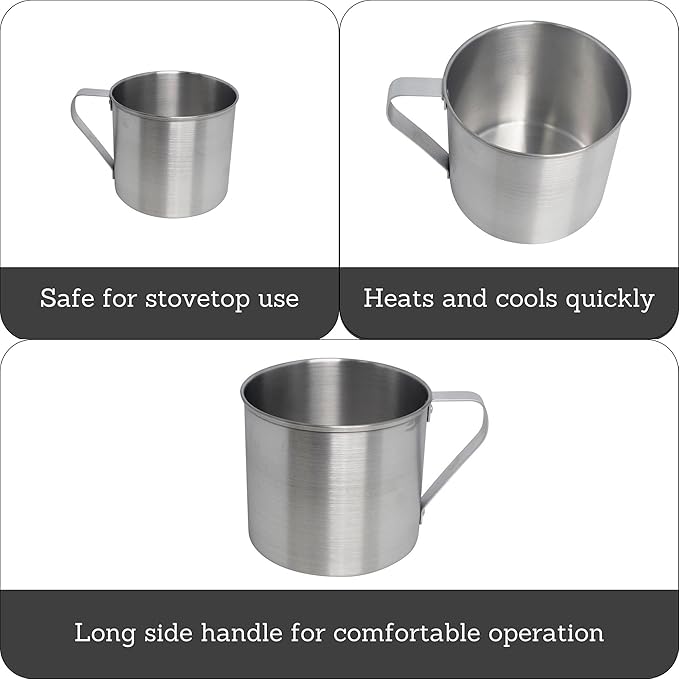 IMUSA 4 Pack 0.7 Quart Aluminum Mug for Stovetop Use or Camping, Silver