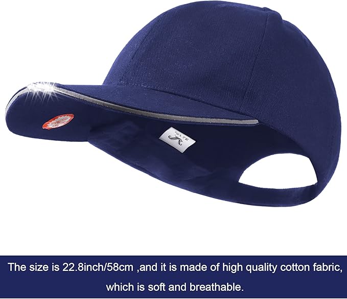 Syhood 2 Pieces LED Baseball Caps Flashlight Hats Hands Free Baseball Caps with Light Built in 5 Battery Powered Headlamp LED Hats Light for Men Fishing Jogging Camping Hand Work