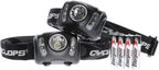 CYCLOPS 210 Lumen Headlamp, Tactical Durable Lightweight Compact Adjustable Stretch Headband Bright 3 Color LED Headlight, AAA Batteries Included, Pack of 2