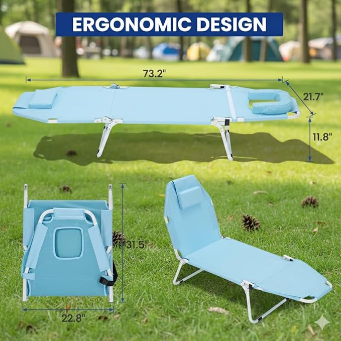 LILYPELLE Folding Camping Cot, Extra Wide Heavy Duty Sleeping Cots with Carry Bag, Double Layer Oxford Portable Travel Camp Cots for Home, Office Nap and Outdoor Beach