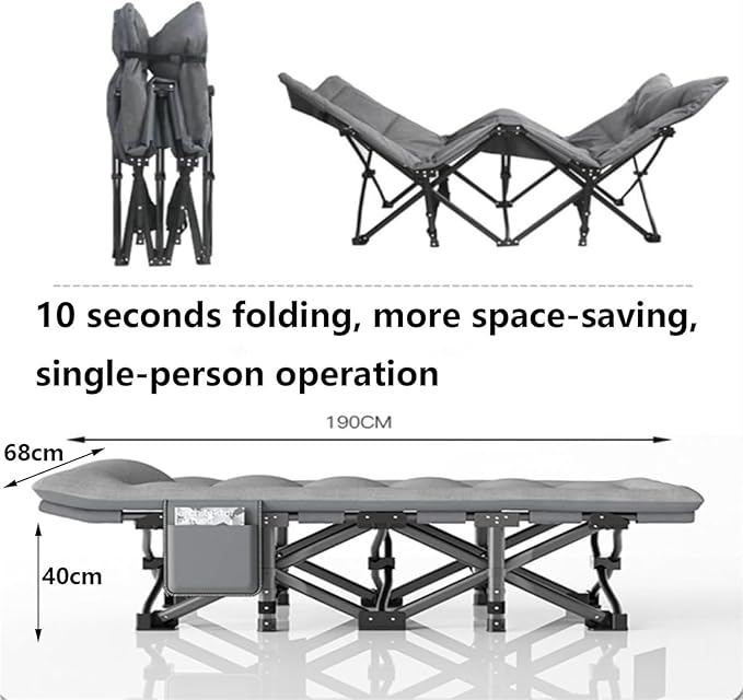 Folding Camping Cot,Camping Cot for Adults, Portable Folding Cot for Sleeping Lightweight Tent Cot with Storage Backpack Supports 160kg(Black)