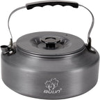 Bulin Camping Kettle, Large Portable Stovetop Tea Kettle Fast Heating Boiling Hot Water for Open Fire Lightweight Coffee Pot with Anti-Scald Handle & Carry Bag for Outdoor Hiking，Grey-1.6L