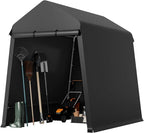 Outdoor Storage Tent 7 * 12 FT,Storage Shelter Shed,Waterproof Carport with Roll Up Doors & Vents Outdoor Storage Shed for ATV,Bike, Motorcycle, and Gardening Tools-Black