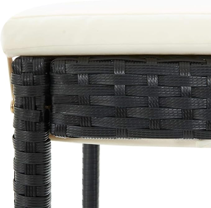 Camping Chairs Outdoor Patio Chairs Patio Furniture Set Garden Bar Stools with Cushions 2 pcs Black Poly Rattanfor Outdoor Kitchen Lawn Garden