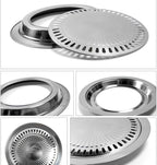 Korean Style Stovetop,Stainless Steel Non-Stick Roasting Round Barbecue Grill Pan for Indoor Outdoor Camping BBQ, Cooking Delicious Roasting Food(30cm x 30cm x 2.8cm)